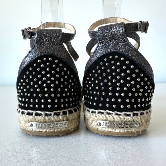 Jimmy Choo Donna Studded Espadrille Flat Black Size 36.5 / US 6.5 B - Picture 7 of 16